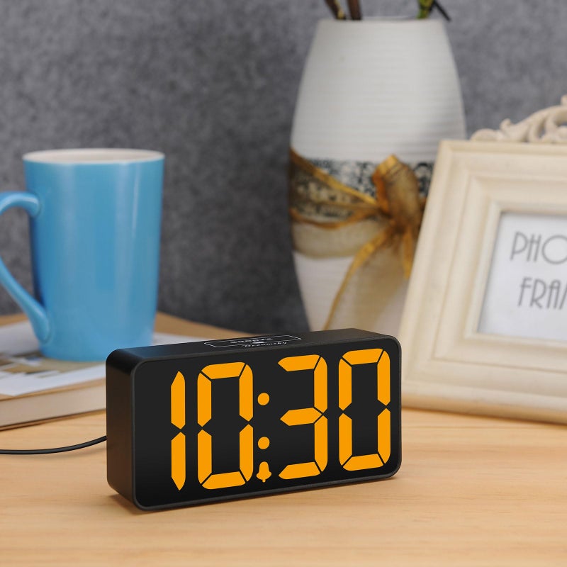 DreamSky Small Digital Alarm Clock for Bedroom, Large Big Numbers Display with Brightness Dimmer, Electric Bedside Desk Clock with USB Charging Port, Adjustable Alarm Volume, USB-C Adapter Powered - Image 5
